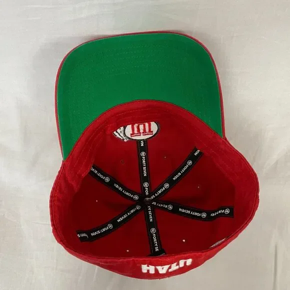 Utah Utes Baseball Cap Hat NCAA Red Embroidered '47 Mens Medium University Utah - Picture 8 of 11